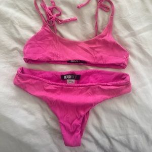 Beach Riot hot pink bikini